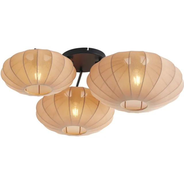 QAZQA bida - Japandi Plafondlamp - 3 lichts - L 80 cm - Bruin - Woonkamer | Slaapkamer