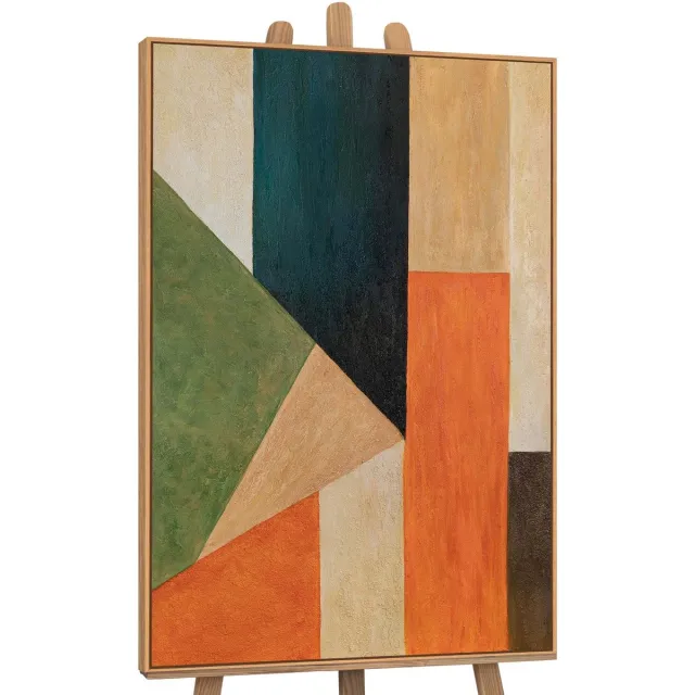 YS Canvas schilderij 120x80 cm handgeschilderd orde en beweging – YS-Art Gallery – Lijst: Hout – Luxe wanddecoratie Wood