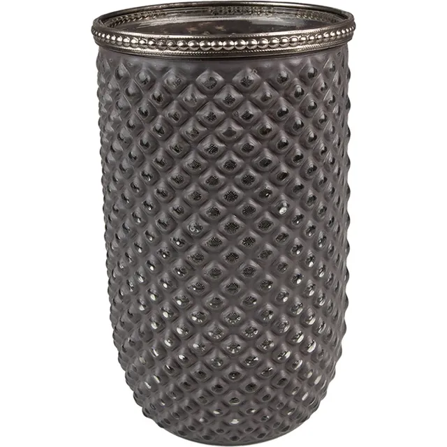 Clayre & Eef Theelichthouder Ø 10x17 cm Grijs Glas