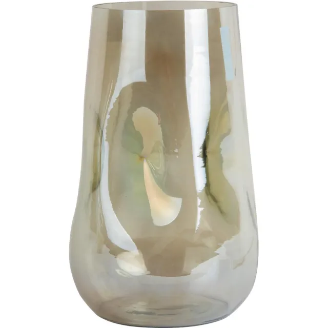 Present Time Vaas Luster Organic - Groen - Ø17cm - Glas - Scandinavisch - Bloemenvaas - Woondecoratie - Decoratieve vaas voor woonkamer of slaapkamer