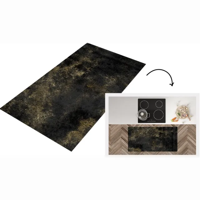 KitchenYeah Keukenloper - Loper keuken - Zwart - Goud - Luxe - Glitter - 120x60 cm - Keukenloper vinyl Multicolor