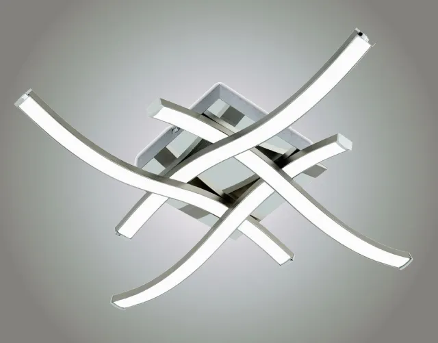 Trango 4-Flames Design LED Plafondlamp 3132 *WAVE* 4-Staps Dimbaar Modern & Chic in Wave Shape Plafondlamp 4x 5 Watt met 450 Lumen per stuk LED Module 3000K warm wit Nikkel mat & chroom Nikkel-matt/Chroom