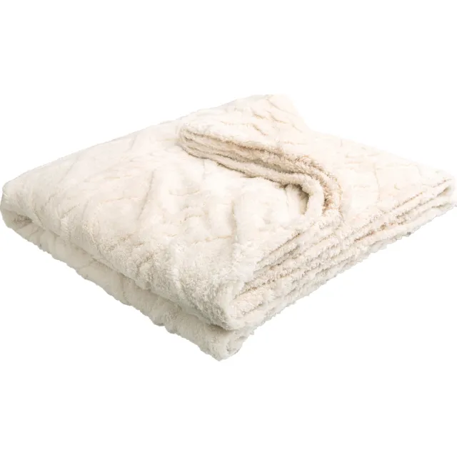 QUVIO Plaid met patroon - Poleyester - 200x230 cm - Beige
