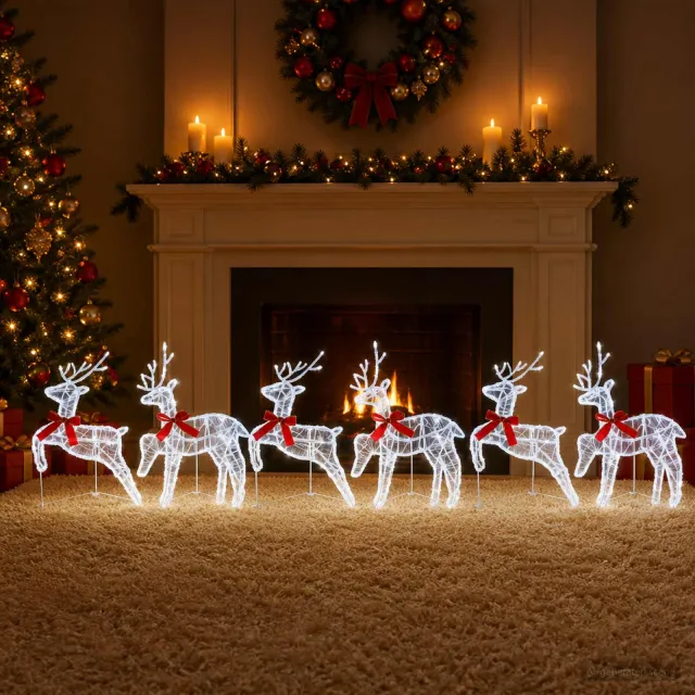 vidaXL Kerst Rendier 6 st 120 LED's Koel wit