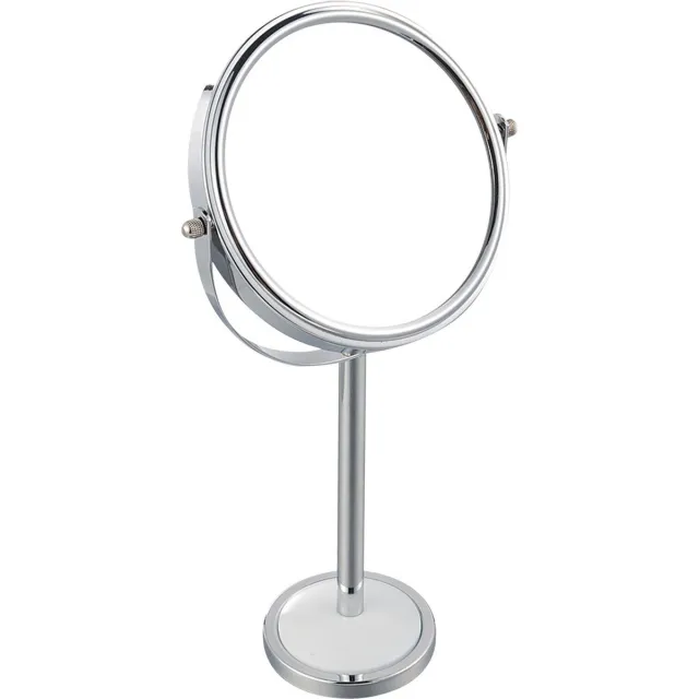 MSV Make-up spiegel - 2-zijdig/vergrotend - op stevige voet - chrome zilver - 15 x 16 cm