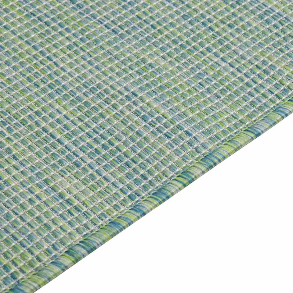 vidaXL Buitenkleed platgeweven 100x200 cm turquoise, foto 4
