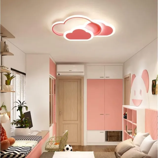 Goeco Plafondlamp - 45cm - Medium - 32W - LED - 3D Cloud - 3000K - Warm Wit licht - Roze