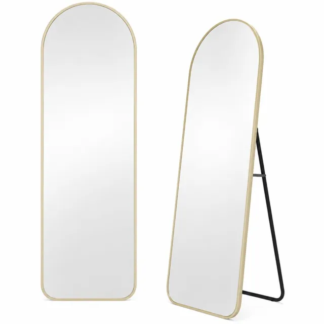 LUXALIVING Passpiegel 160x50 cm – Grote Staande Spiegel – Ovale Wandspiegel Goud – Staand & Hangend – Full Body Spiegel – Slaapkamer / Hal – Veiligheidsglas