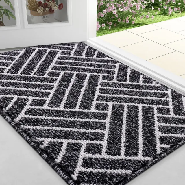 Homaxy Deurmat Binnen - Antislip Deurmat - Schoonloopmat - Deurmat voor binnen en buiten - zwarte - 82x122cm