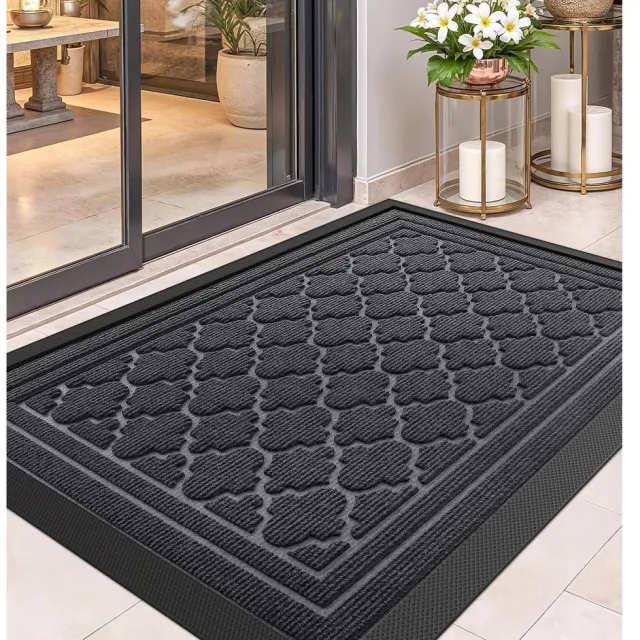 RFWR Robuuste Antislipdeurmat Buiten - Weerbestendig en Wasbaar - 43.5x75cm Grijs