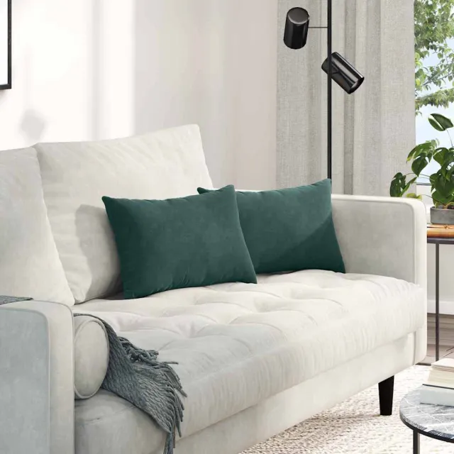 vidaXL Sofa Kussens 2 st fluweel Donkergroen 50 x 30 cm
