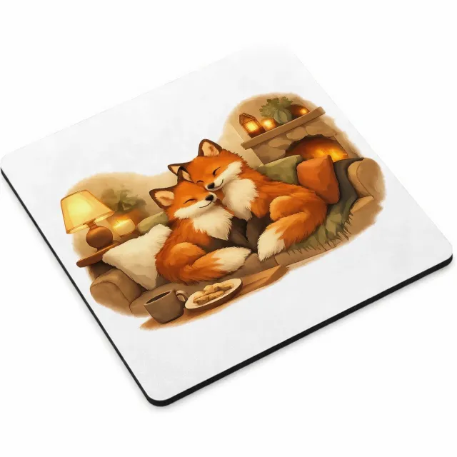 Mr Cadeautjes MDF magnetische fotolijst vierkant 9,5 - design Een gezellige ochtendscène met twee dikke honden op een keuk | cadeau Wit
