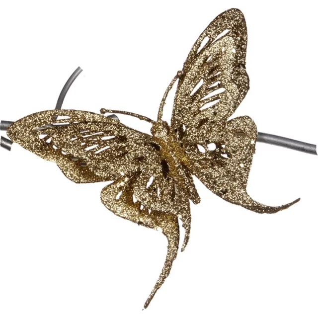 Goodwill Kerstbal-Vlinder op klip - Goud - D 13 Cm - Voordeelaanbod Per 2 stuks