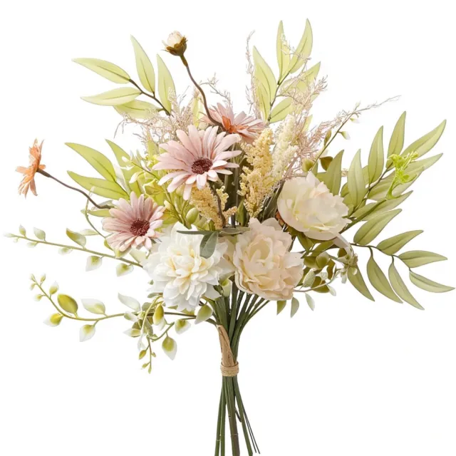 Famanu Kunstbloemen en kunstplanten voor decoratie, hortensia, zijde, bloemstukken voor thuis, boeket, bruiloft, tuin en keuken Beige