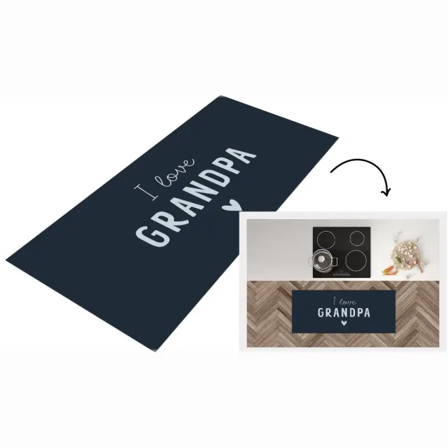 KitchenYeah Keukenloper - Loper keuken - Cadeau opa - Vaderdag - Quote - I love grandpa - Spreuken - Keukenloper vinyl Multicolor