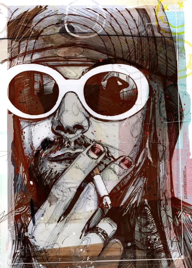 Passionforart.eu Nirvana Kurt Cobain - Canvas - 70 x 100 cm Full colour