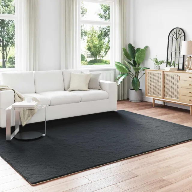 vidaXL Antislip vloerkleed van imitatie konijnenbont OLITE Zwart, foto 2