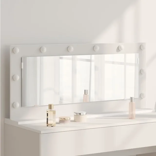 vidaXL Schmink Spiegel Wit 100 x 45 x 18 cm Glas en Hout met Kunststof