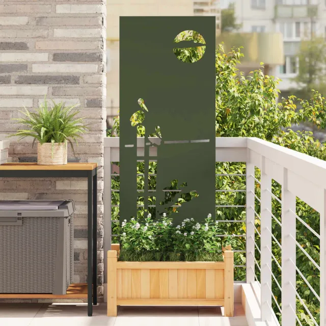 vidaXL Tuin Privacy Screen Olijfgroen 50 x 140 cm Koudgewalst staal