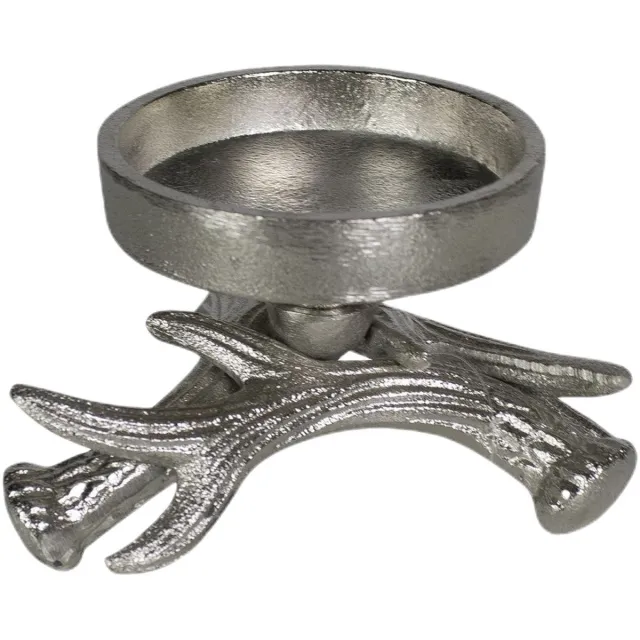 Mars & More Kandelaar rond - aluminium zilver - 14 x 14 x 8 cm