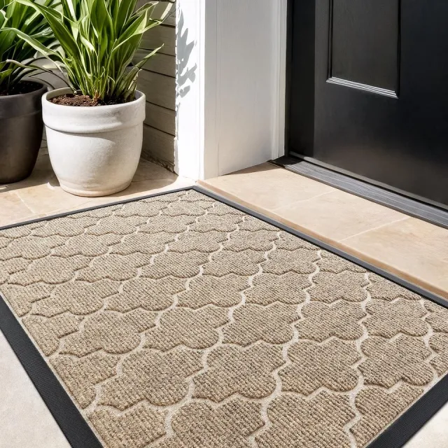 Ibenzoa Weerbestendige Grote Deurmat voor Buiten met Antislip en Wasbare Eigenschappen, 92 x 152 cm, Bruin
