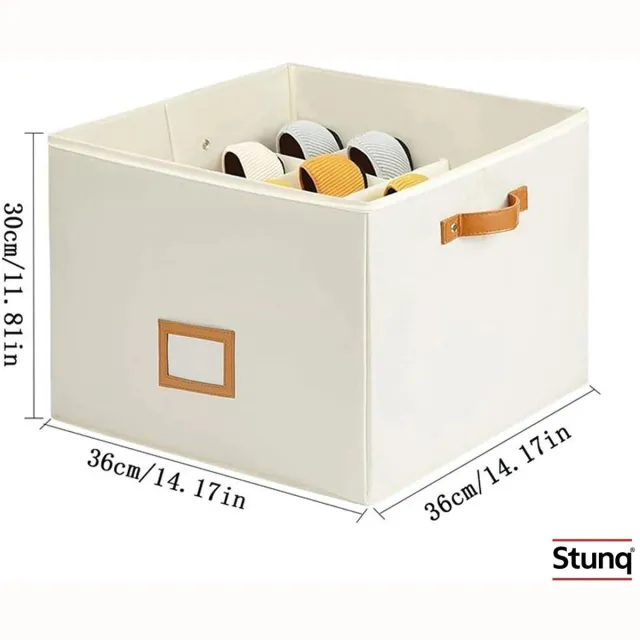 Stunq Opvouwbare Schoenenorganizer – Oxford Stof Opbergbox met Deksel en Verstelbare Vakken, Beige