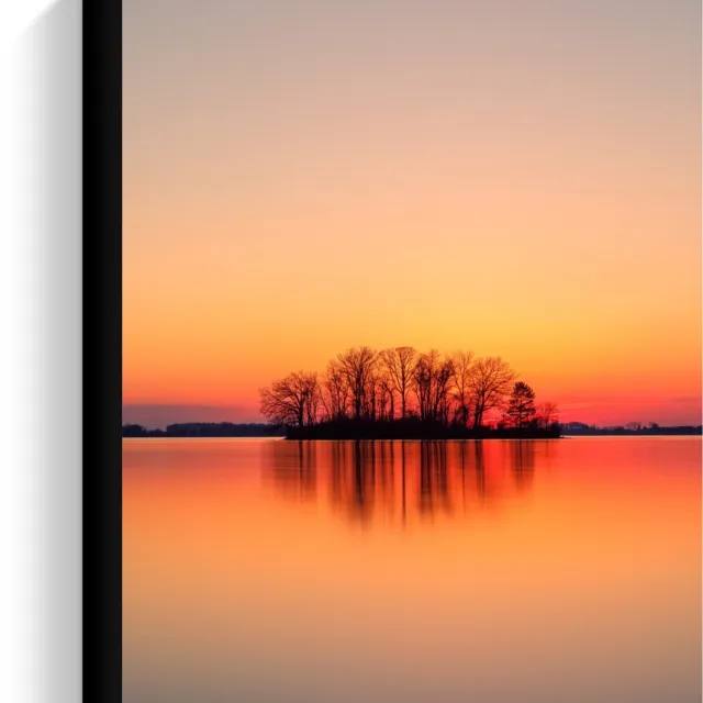 KuijsFotoprint Canvas - silhouet Eilandje tijdens Zonsondergang - 30x40cm Foto op Canvas Schilderij (Wanddecoratie op Canvas) Zwart