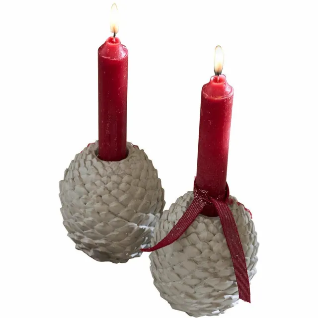 Loberon Kaarsenhouder set van 2 Rianora grijs