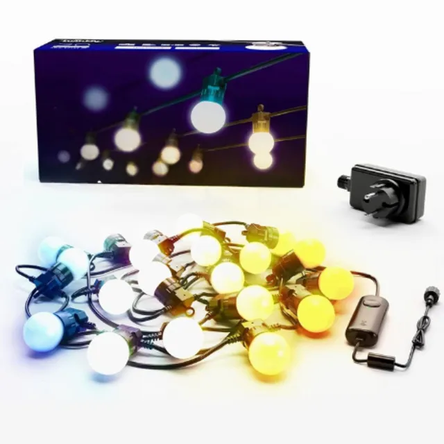 BOG Led Lichtslinger 20 Lampjes - Warm Wit Tot Koud Wit - 10 Meter - Slimme Buitenverlichting - App Bediening - Alexa En Google Home Compatibel - Zwart Snoer - IP44 Waterdicht - Voor Binnen En Buiten