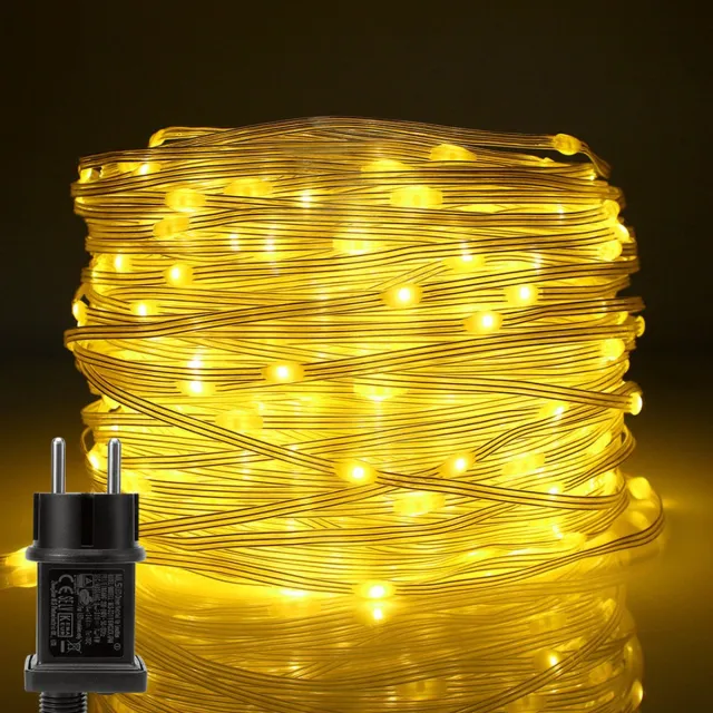 MUPOO Lichtsnoer Binnen en Buiten - 800 LED -100 meter - Met Stekker - Warm wit - 8 modi - Geheugenfunctie - Lichtslinger - Kerstverlichting- Fairy Lights - IP67 Waterdicht - Decoratie voor kerst - Tuinverlichting