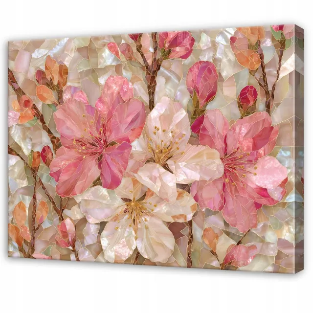 WALLARENA Schilderij op Canvas 120x80 cm - Schilderijen - Canvas schilderij - Bloemen motif - Voor de slaapkamer van de salon - Op het doek Roze