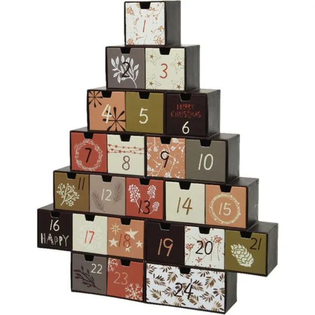 Adventskalender Kerstboom – Zelf te Vullen – 24 Vakjes – 44 x 37 cm Bruin