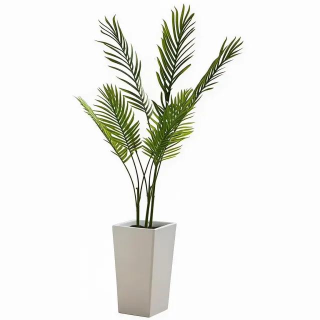 HOERFURIY 132cm kunst areca palm met hoge witte pot en kunstmos uv-bestendige PEVA bladeren binnen-buiten decoratie voor woning kantoor terras groen