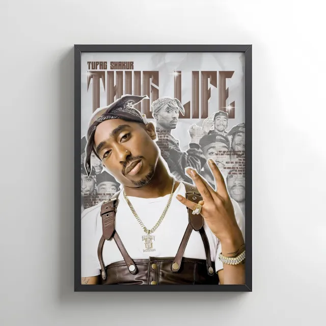 Lxry S.G.C Tupac Shakur poster zwart