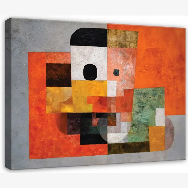 WALLARENA Schilderij op canvas - 60x40 cm - geometrische abstractie art deco - Geschikt voor slaapkamer en woonkamer Veelkleurig