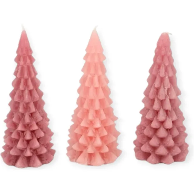 DK design Daan Kromhout - Kerstboom kaarsen - Set/3 - Pink Mix - 8x16cm