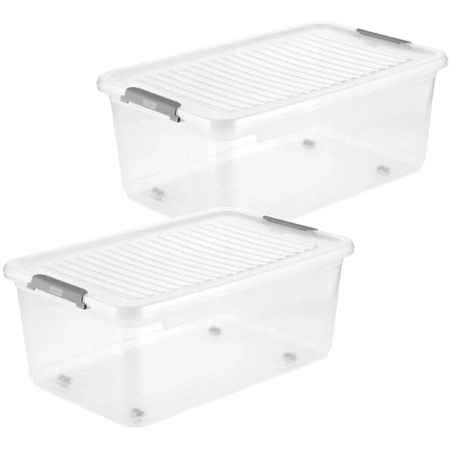 Leo Keeeper-bak met deksel - Opbergbox - 37 liter, transparant - 2 stuks geen