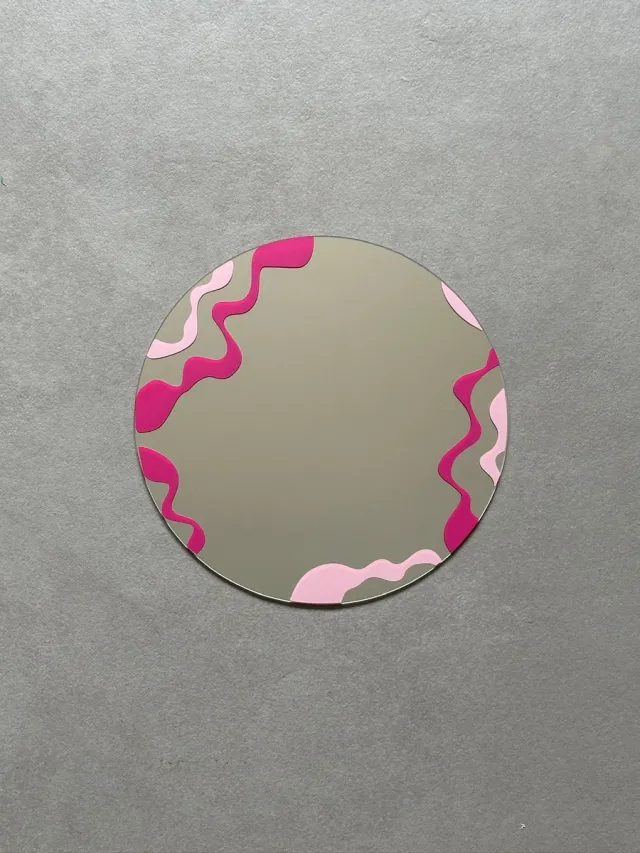Blemzstudio wave spiegel fuchsia babypink - 20 cm - rond