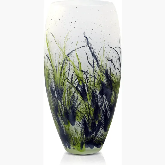 Terroso Geblazen Vaas Nature, Glas Marmer, Hand Geschilderd, Hoogte 38 cm