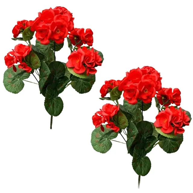 Oemmn Set van 4 UV-bestendige kunstbloemen voor tuindecoratie en interieurdecoratie - 35 cm Begonia kunstplanten, doe-het-zelf bloemstukken voor bruiloften en huisdecoratie rood