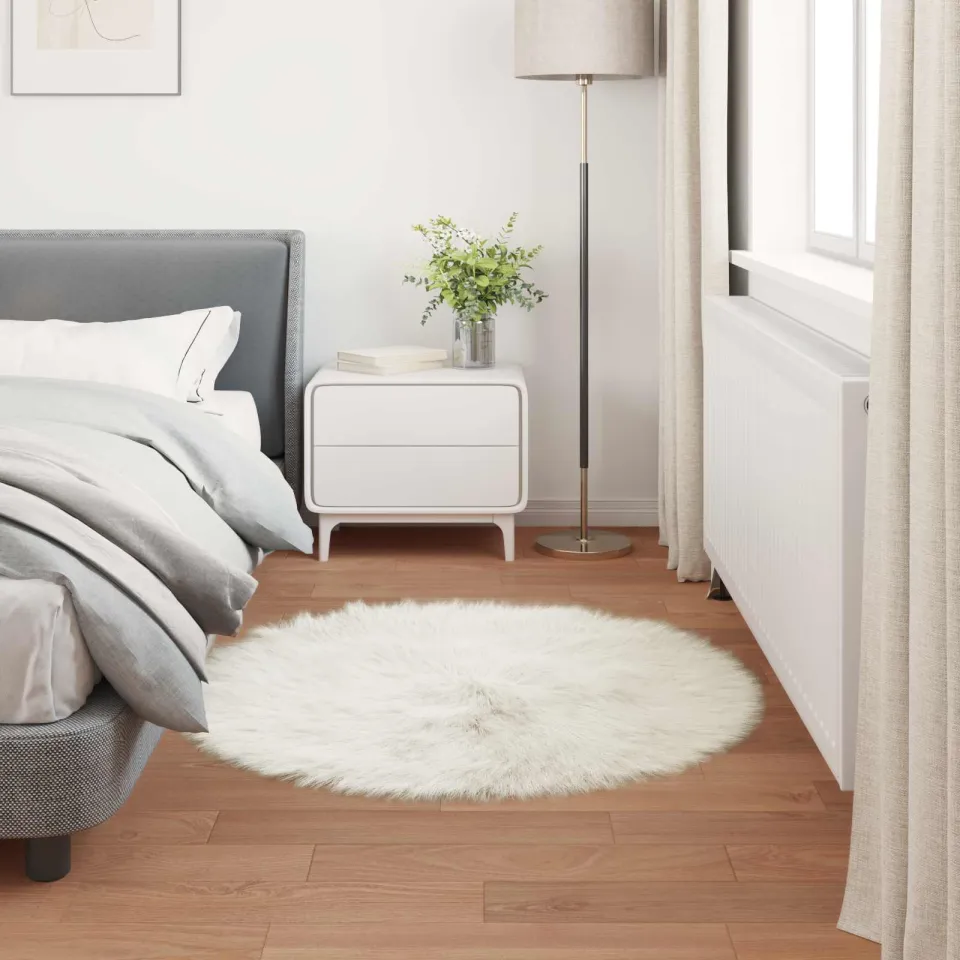 vidaXL Tapijt van imitatie TAFALLA Wit Ø 80 cm Polyester, foto 3