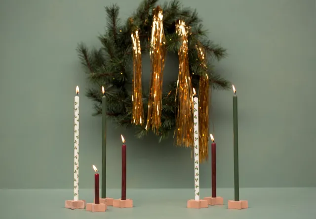 Rustik Lys Potloodkaarsjes Holly Jolly Star (Kerst) wit