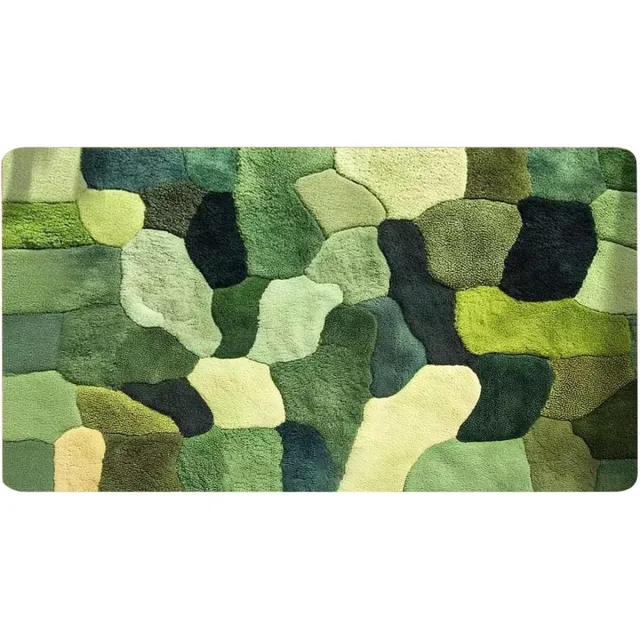 VHV Deurmat 40x60 cm - Abstract Geometrisch Vloerkleed met Kleurrijk Bloemenontwerp - 3D Effect Deurmat voor Binnen en Buiten - Moderne Keukenmat en Entreekleed groente