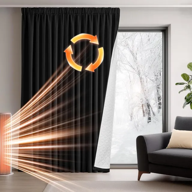 Famanu Verduisterende Gordijnen met Stroken - Dikke Gordijnen voor Woonkamer - Thermisch Isolerend - Voor Deuren - Kamerafscheiding - 140×245 CM - Zwart - 1 Stuk