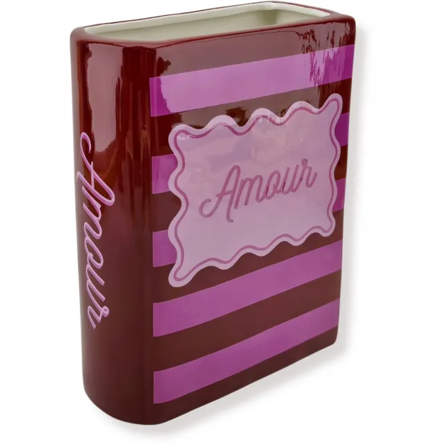 Housevitamin Bloemenvaas - Boek Vaas - Rood/Roze - Dolomiet - 16,5x7,5x21,5cm
