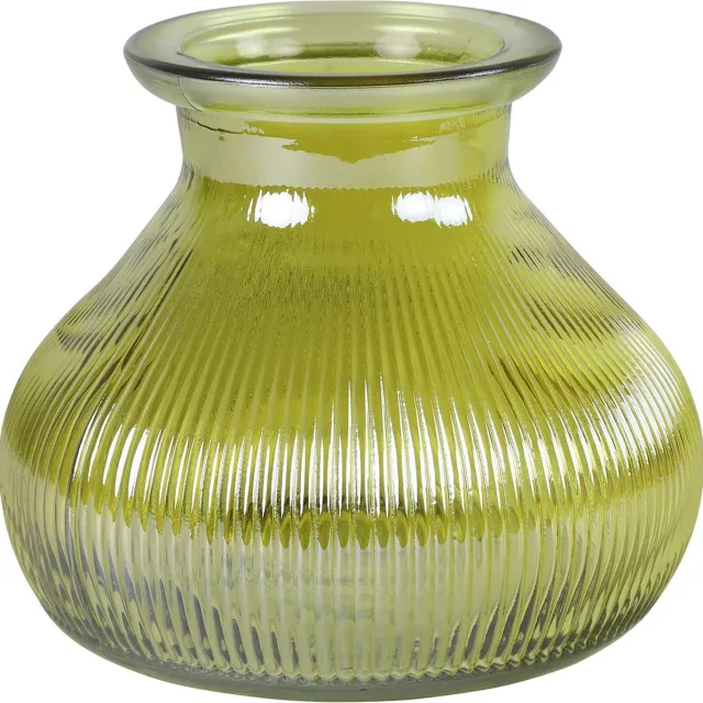 Decostar Bloemenvaas - geel/transparant glas - 12 x 15 cm - vaas