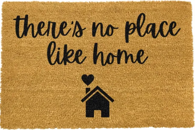 MadDeco kokos deurmat - There's no place like home - duurzaam gemaakt in europa - 60 x 40 cm beige /zwart