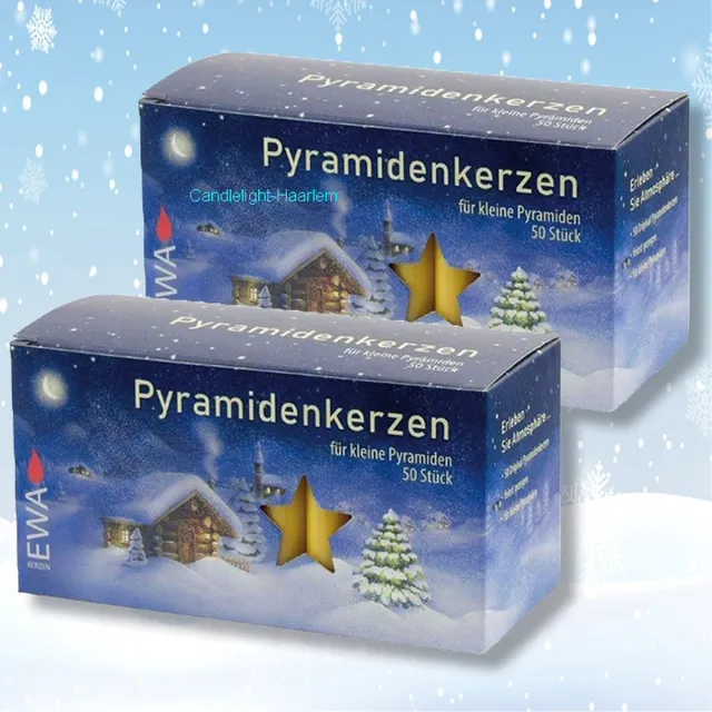 EWA Kerzen Pyramidekaarsen - oker 2x 50 stuks/verpakking - 14 x 74 mm Piramidekaarsen. Deze kaarsen passen niet in een standaard kandelaar!
