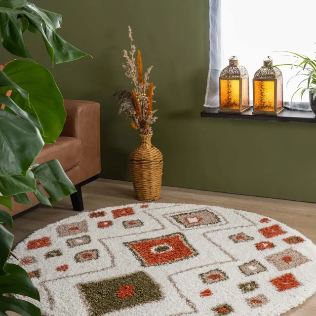 Boho&me Bohemian vloerkleed rond - Artisan wit/multi 120