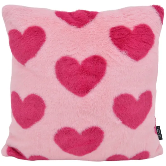 NOVÉE Furry Hart Roze/Lichtroze Kussenhoes | 45 x 45 cm | Imitatiebont / Polyester